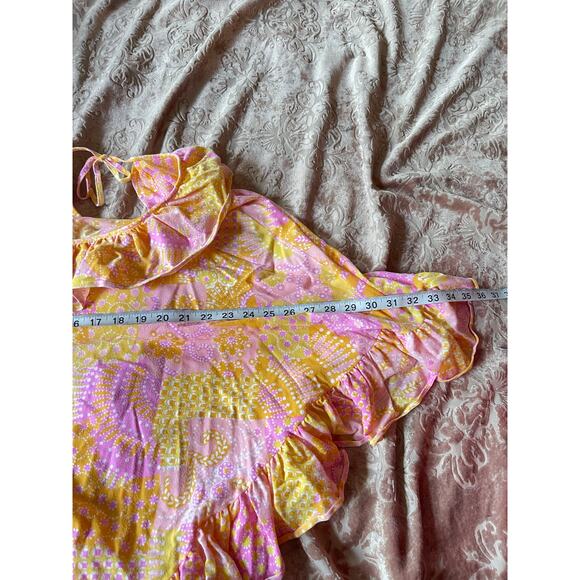 Vintage 70s patchwork ruffle detail poncho size small - Picture 5 of 7